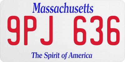 MA license plate 9PJ636