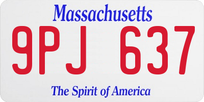 MA license plate 9PJ637