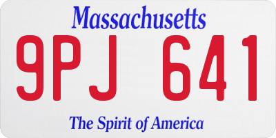 MA license plate 9PJ641