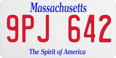 MA license plate 9PJ642