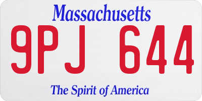 MA license plate 9PJ644