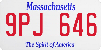 MA license plate 9PJ646