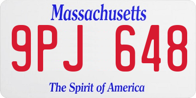 MA license plate 9PJ648