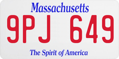 MA license plate 9PJ649