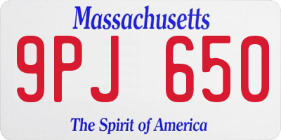 MA license plate 9PJ650