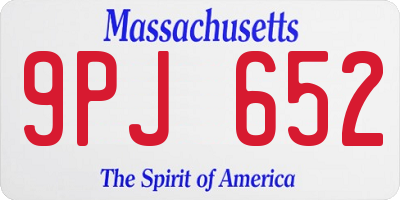 MA license plate 9PJ652