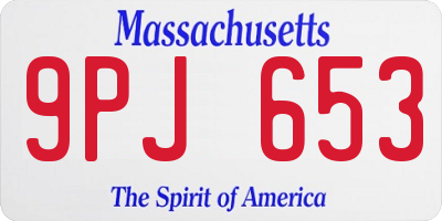 MA license plate 9PJ653