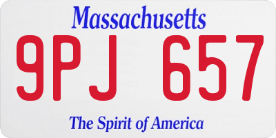MA license plate 9PJ657