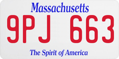 MA license plate 9PJ663
