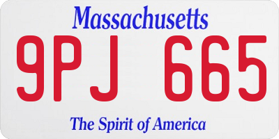 MA license plate 9PJ665