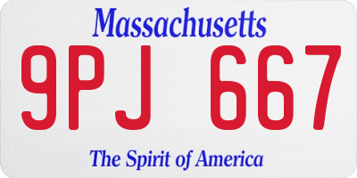 MA license plate 9PJ667