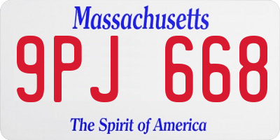 MA license plate 9PJ668