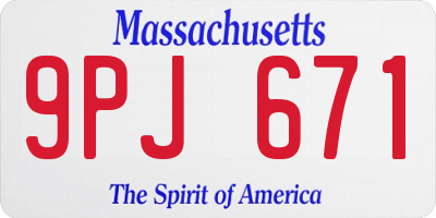 MA license plate 9PJ671