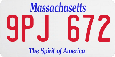 MA license plate 9PJ672