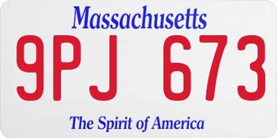 MA license plate 9PJ673