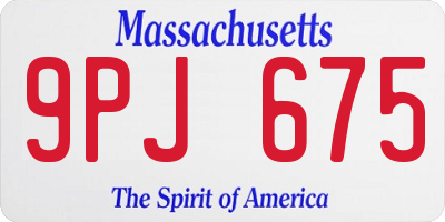 MA license plate 9PJ675