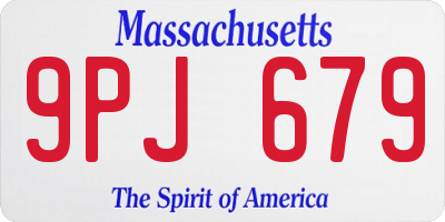 MA license plate 9PJ679