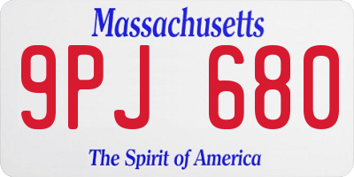 MA license plate 9PJ680