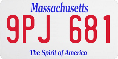 MA license plate 9PJ681