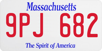 MA license plate 9PJ682