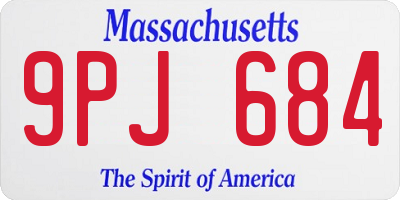 MA license plate 9PJ684