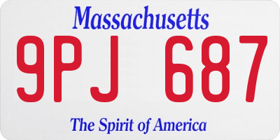 MA license plate 9PJ687