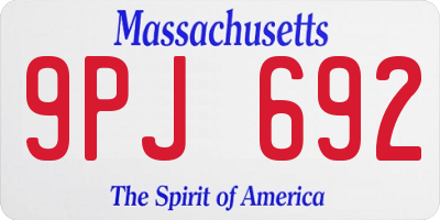 MA license plate 9PJ692
