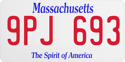 MA license plate 9PJ693