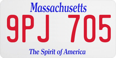 MA license plate 9PJ705
