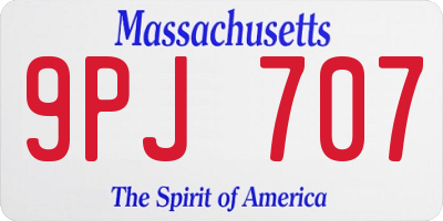 MA license plate 9PJ707