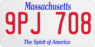 MA license plate 9PJ708