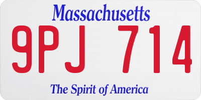 MA license plate 9PJ714