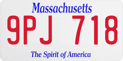 MA license plate 9PJ718