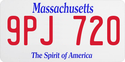 MA license plate 9PJ720