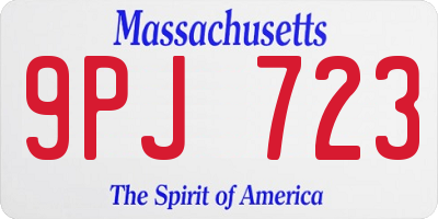 MA license plate 9PJ723
