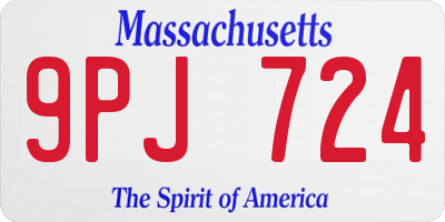 MA license plate 9PJ724
