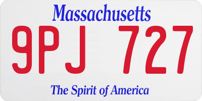 MA license plate 9PJ727