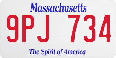 MA license plate 9PJ734