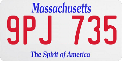 MA license plate 9PJ735