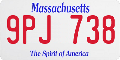 MA license plate 9PJ738