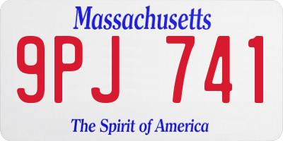 MA license plate 9PJ741