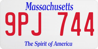 MA license plate 9PJ744
