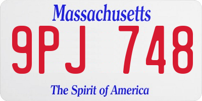 MA license plate 9PJ748