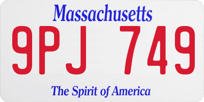 MA license plate 9PJ749