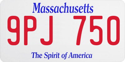 MA license plate 9PJ750