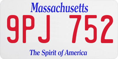 MA license plate 9PJ752