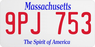 MA license plate 9PJ753