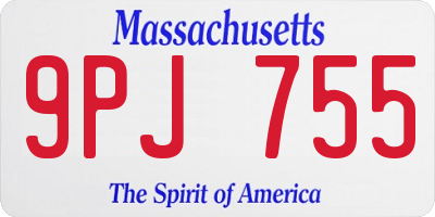MA license plate 9PJ755