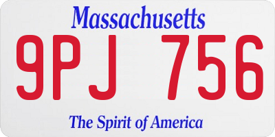 MA license plate 9PJ756
