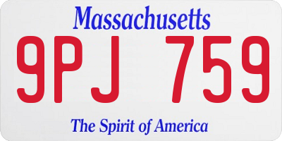 MA license plate 9PJ759